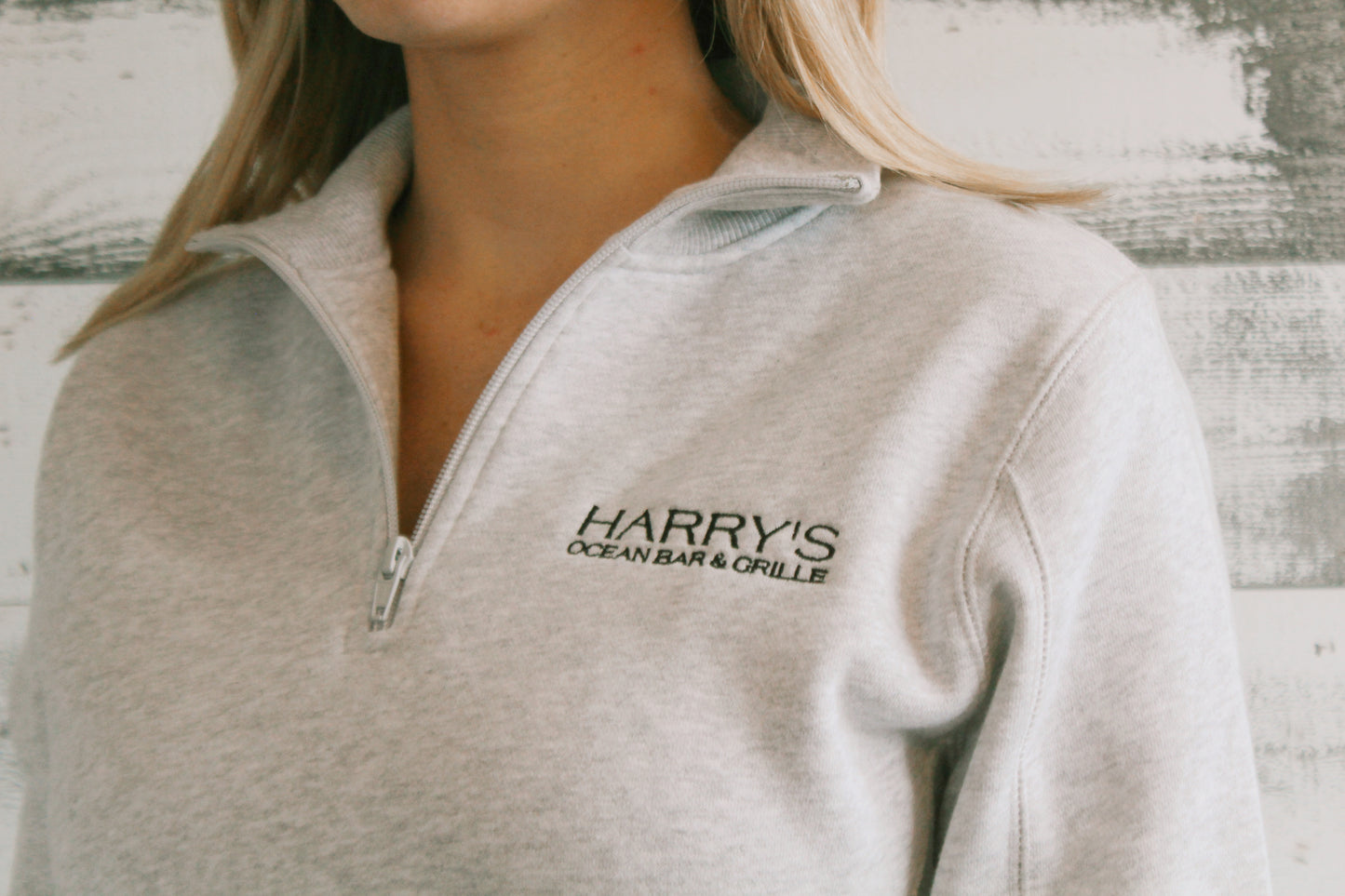 Embroidered Heather Gray 1/4 Zip